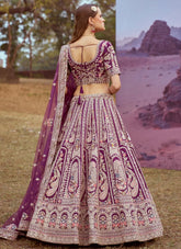 Purple silk bridal lehenga for Indian wedding