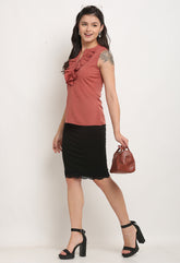 Mauve Pink Polyester Solid Top