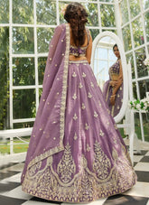 Purple semi-stitched lehenga for women