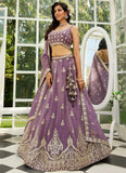 Organza lehenga with sequins and moti embroidery