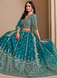 Elegant Sea Green Lehenga Choli with Net Dupatta