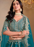 Elegant Sea Green Lehenga Choli with Net Dupatta