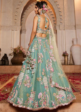 Designer Seagreen Lehenga Choli for Bridal Wear