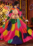 Simple Multi Color Navratri Chaniya Choli with 8 Meter Flair and Chanderi Dupatta