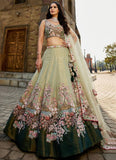 Stunning Green Beaded Net Lehenga Choli for Indian Weddings