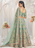 Sea Green Tissue Wedding Lehenga for Brides