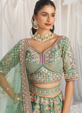 Sea Green Bridal Outfit with Net Dupatta