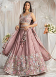 Chiffon lehenga with multicolor sequins