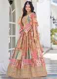 Beige Chinnon Silk Lehenga Choli with Dori Embroidery and Chiffon Dupatta – Cocktail Party Wear