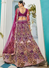 Stylish Burgundy Sequins & Zarkan Net Lehenga Choli with Embroidery & Dupatta – Wedding & Party Wear