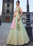 Heavy sequins, coding, and thread embroidery lehenga