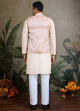 Off White Koti Kurta Set for Men – Mirror Embroidery