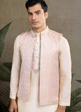 Stylish Off White Koti Style Kurta Set for Men with Mirror Work