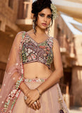 Elegant net lehenga in purple with bead and stone detailing lehenga