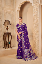 Royal Dark Blue Saree – Timeless Celebration Wear - Gunj Fashion