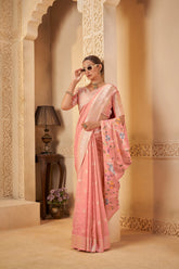 Festive Pink Saree – Delicate Weaves with Modern Elegance - Gunj Fashion