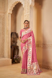 Pink Saree – Polka Weave with Designer Border - Gunj Fashion