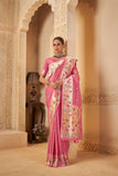 Pink Saree – Polka Weave with Designer Border - Gunj Fashion