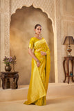 Mustard Yellow Saree with Elegant Floral Motifs & Festive Look - Gunj Fashion