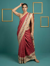 Red Soft Tussar Silk Saree Bandhani Floral Print Zari Border Traditional Saree With Blouse