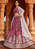 Designer Burgundy Tissue Lehenga Choli for Sangeet with Heavy Sequins and Embroidered Dupatta – Gunj Fashion