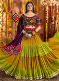Multicolor Mirror Work Viscose Cotton Navratri Chaniya Choli for Girls