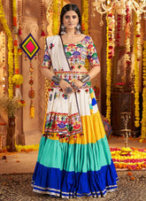 Trendy Multicolor Mirror Work Viscose Cotton Lehenga Choli for Navratri 2025