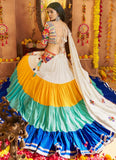 Multicolor Viscose Cotton Lehenga Choli with Mirror Work for Navratri