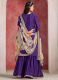 Purple chinon silk palazzo suit with taby dupatta