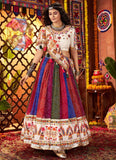 Vibrant Multi Color Georgette Maslin Navratri Chaniya Choli with Chanderi Dupatta