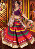 Multi-Color Georgette Maslin Chaniya Choli with Chanderi Dupatta for Navratri Garba