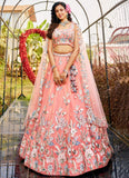 Vibrant Orange Net Heavy Work Lehenga with Gotta Patti, Sequins & Zarkan Embellishments