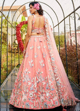 Vibrant Orange Net Heavy Work Lehenga with Gotta Patti, Sequins & Zarkan Embellishments