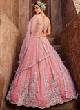Bridal Pink Lehenga Choli with Pearl Sequins Embroidery for Weddings