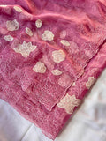 Pink Pure Chanda Silk Applique Work Designer Saree