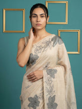 artistic white cotton saree perfect for office and daily wear
