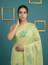 artistic green cotton saree perfect for office and daily wear