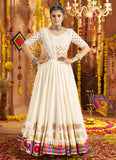 White Mirror Embroidered Rayon Lehenga Choli Set for Garba – Gunj Fashion