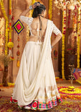 White Mirror Work Rayon Lehenga Choli for Navratri Nights