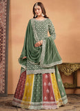 Adorable Green Chinon Heavy Embroidered Ethnic Lehenga Choli