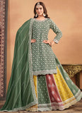 Adorable Green Chinon Heavy Embroidered Ethnic Lehenga Choli