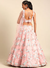 Adorable Pink Net Embroidered Wedding Lehenga Choli For Women