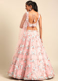 Adorable Pink Net Embroidered Wedding Lehenga Choli For Women