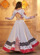 Adorable Viscose Rayon Embroidered and Mirror Work Navratri Lehenga