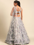 Alluring Grey Organza Sequins & Zarkan embroidery Work Lehenga