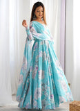 aqua blue anarkali gown
