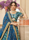 Art Silk Zari and Sequins Embroidered Lehenga In Blue