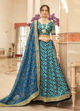 Art Silk Zari and Sequins Embroidered Lehenga In Blue