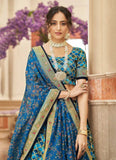 Art Silk Zari and Sequins Embroidered Lehenga In Blue