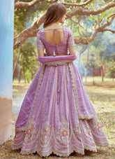 Trendy Lavender Tissue Designer Lehenga with Beads & Stones Work